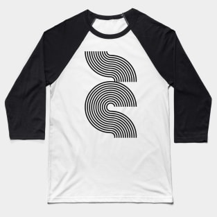 70s Style Retro Mid Century Modern Line Art Baseball T-Shirt